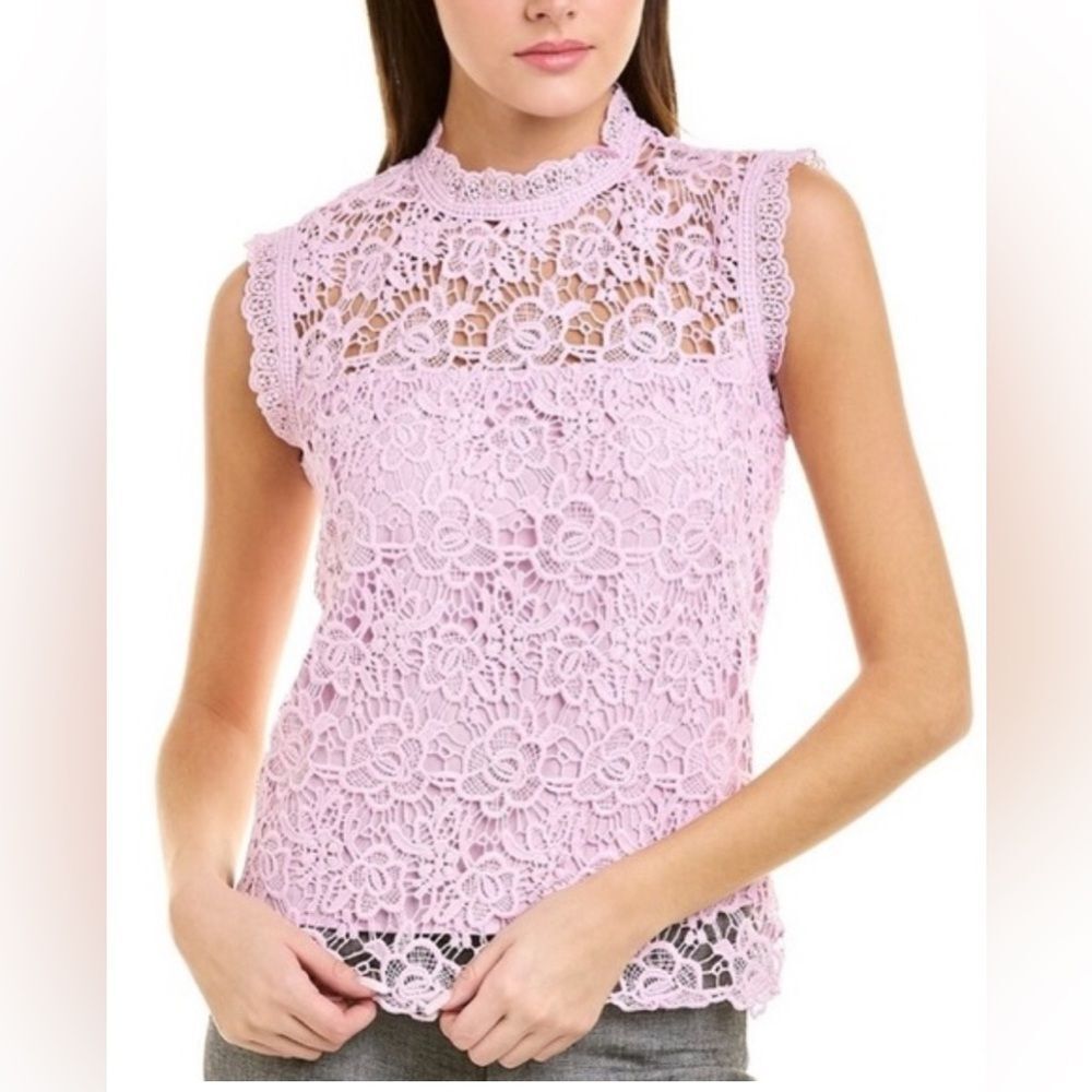 Nanette Lepore lavender pink lace Blouse Sz M feminine romantic